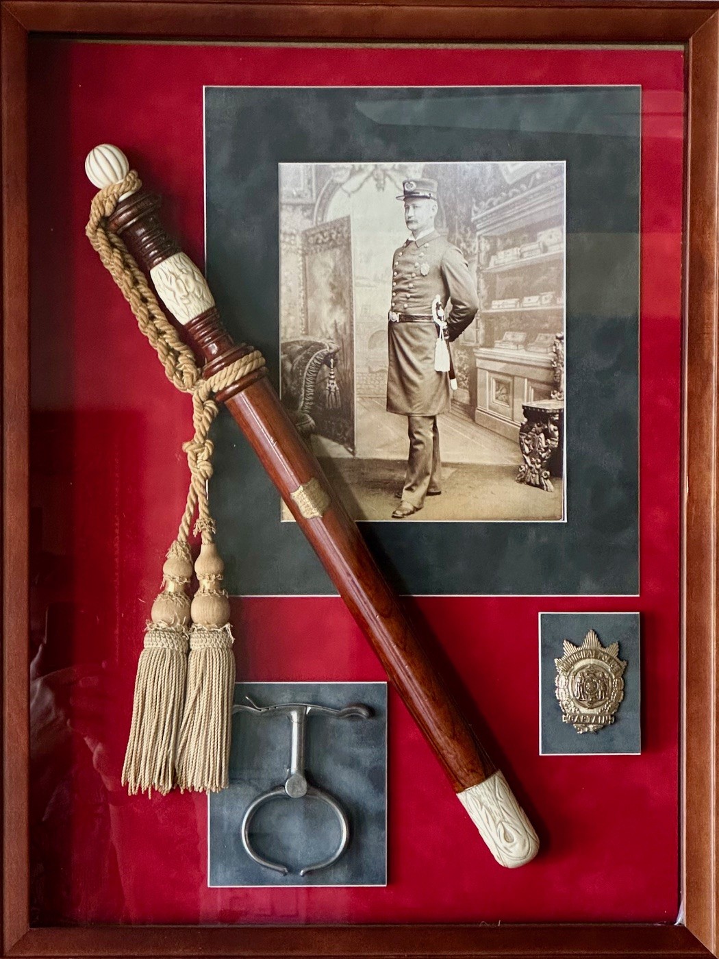 Framed Captain Shield and Presentation Baton