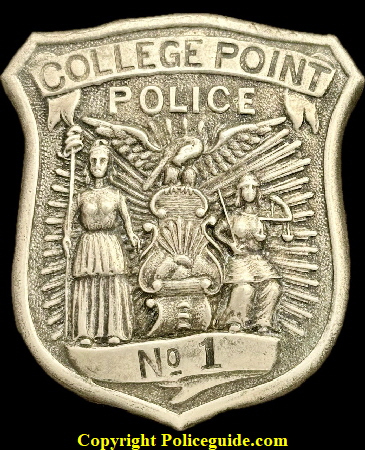 College Point Police No. 1 shield.  1870�s - 1880�s