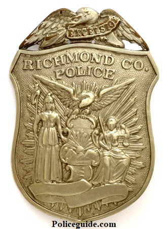 Richmond Co. (Staten Island) Police Sergeant badge.  Metropolitan era.