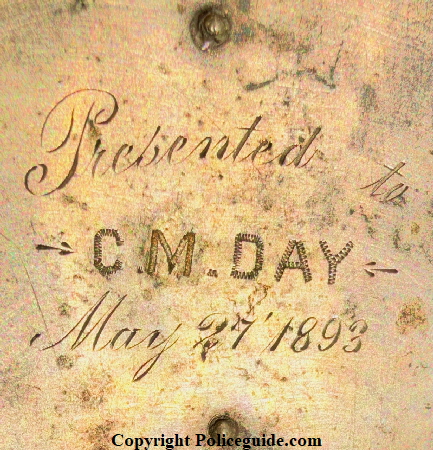 Constable Day presentation :  Presented to C. M. Day May 27, 1893.