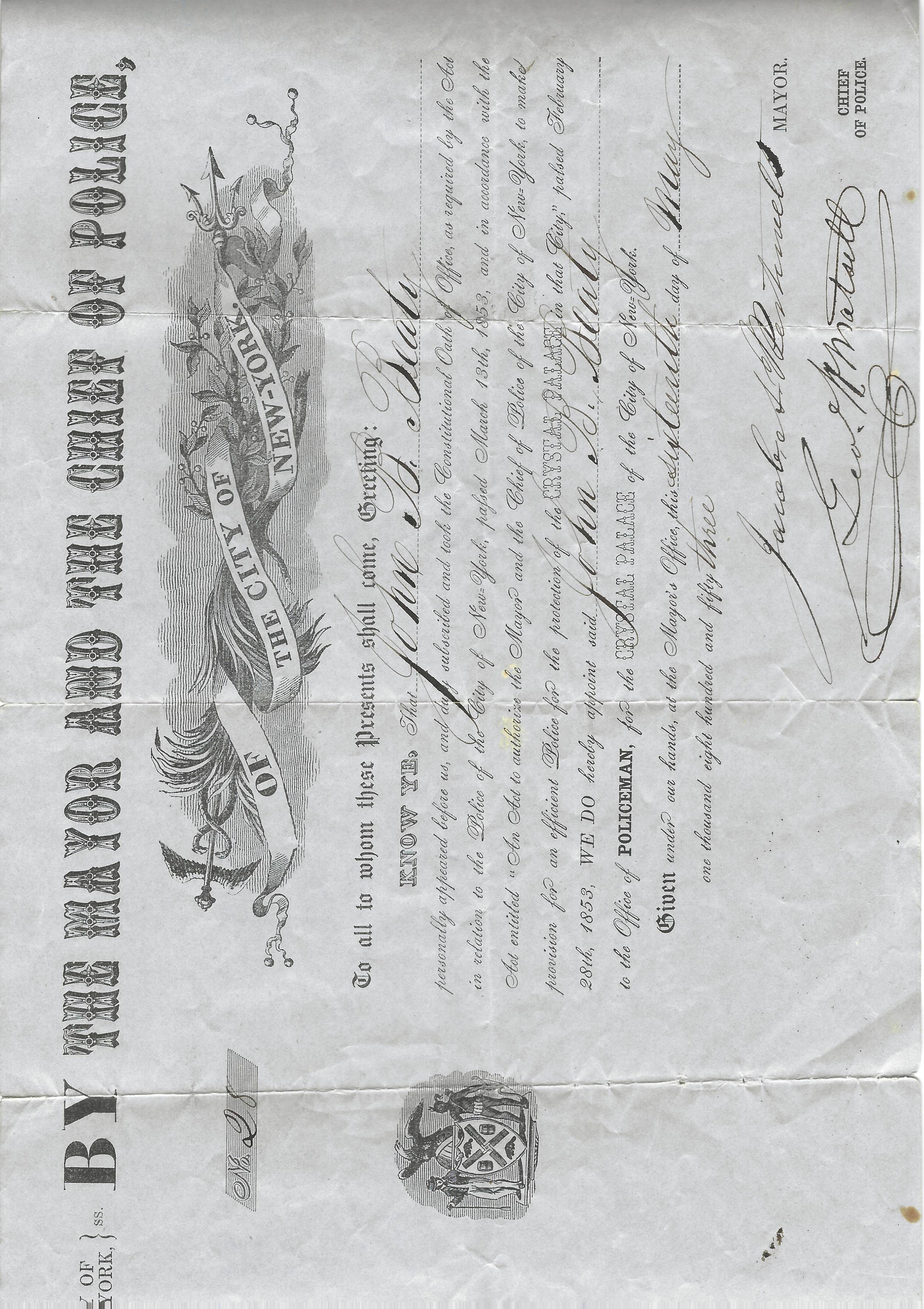 Crystal Palace Appointment John M. Beaty May 16, 1863