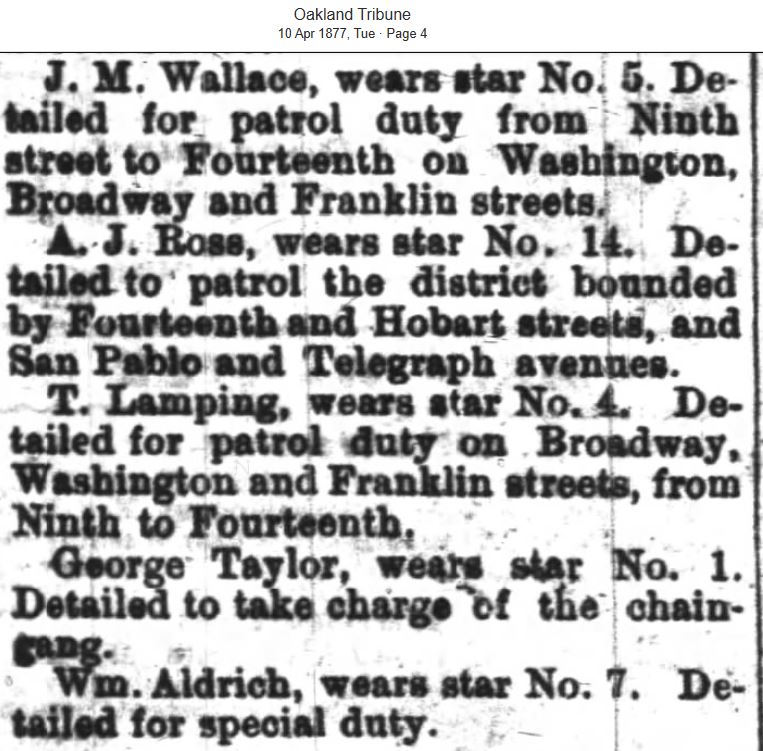 Oakland Tribune April 10, 1877 star numbers 3