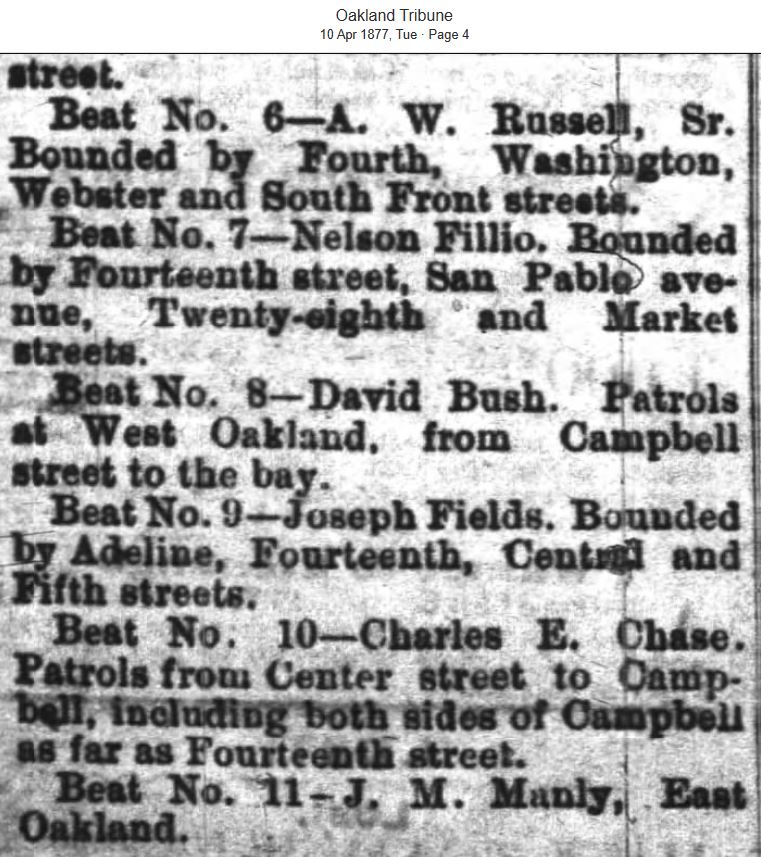 Oakland Tribune April 10, 1877 star numbers 5