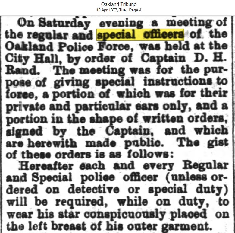 Oakland Tribune April 10, 1877 star numbers 9