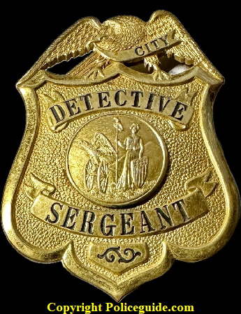Vallejo City Detective Sergeant shield with the Vallejo City Seal in the center.  Made by Los Angeles Rubber Stamp Co.