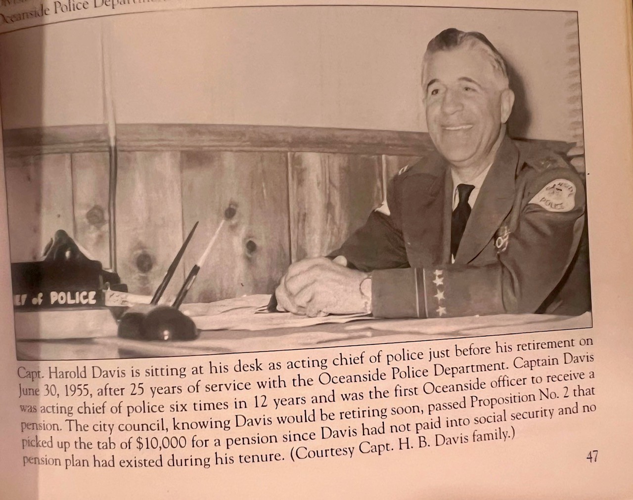 Harold Davis Acting Chief 1955 Harold Davis Acting Chief 1955