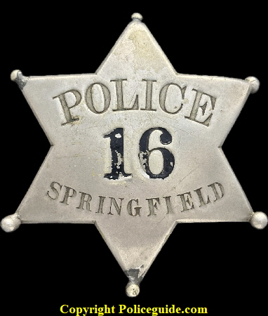 Springfield Police star 16. ,ade bu S.D. Childs & Co Engravers Chicago, ILL.
