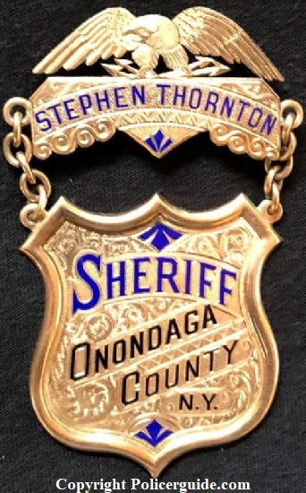 14k gold badge, Sheriff Onondaga County, N.Y. Stephen Thornton
