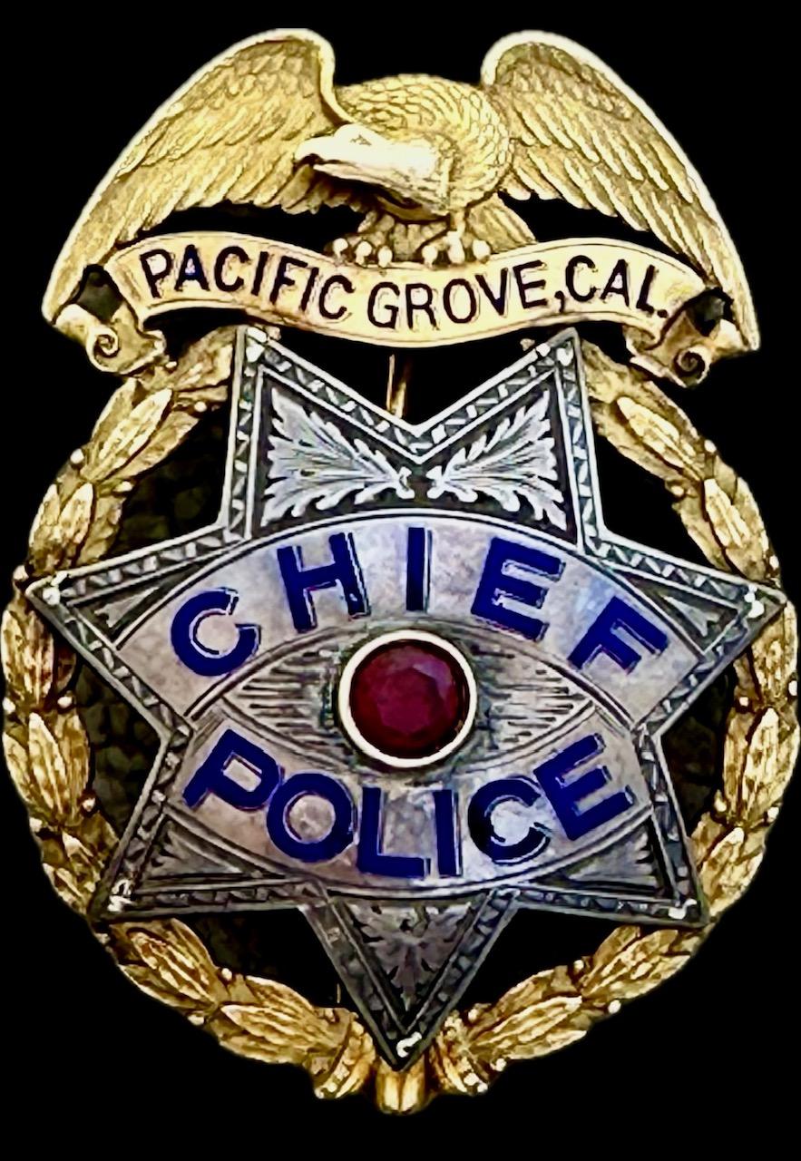 14k gold and sterling Pacific Grove, CA Chief of Police badge, 