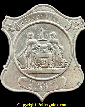 Philadelphia Police 197  Caleb J. Brinton�s 1861-1874 issue shield.