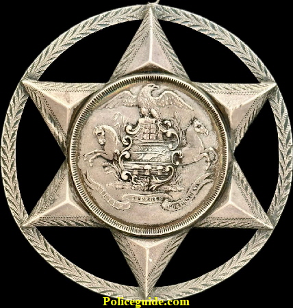 Philadelphia Police Board Member 1852 presentation badge.  Sterling silver.  