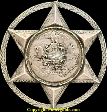 Philadelphia Police Board Member 1852 presentation badge.  Sterling silver.  