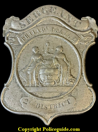 Philadelphia Sergeant 2nd District Police sheld, 3rd issue. 1861 to 1874. 