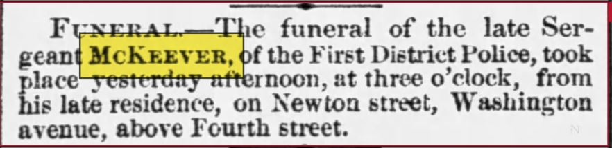 The Philadelphia Inquirer March 29, 1861 obit