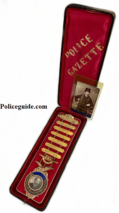 This Police Gazette Medal stands 10” tall and is 14k gold.