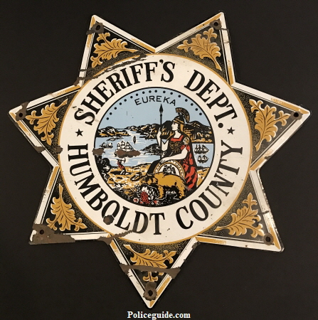 Humboldt County Sheriff’s Dept. Porcelain sign.  14" tall.