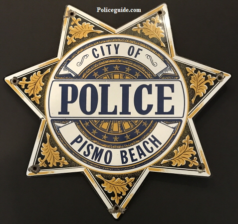 City of Pismo Beach Police Porcelain sign.  16" tall.