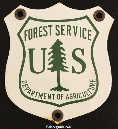 Forest Service Department of Agriculture Porcelain sign.  5" tall. 