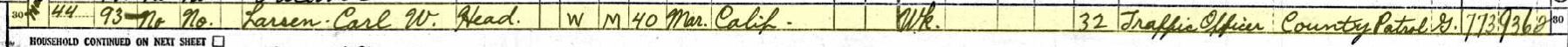 1950 Census Carl W. Larsen