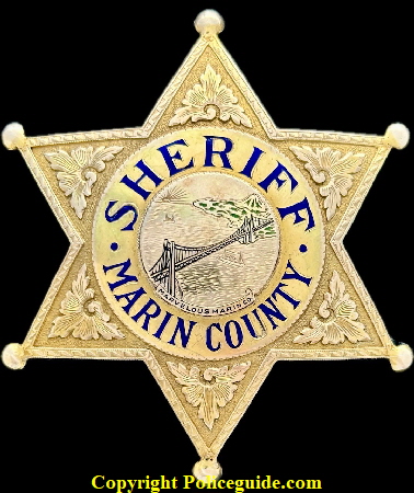 Sheriff Marin County presentation badge to Walter B. Sellmer who served as Sheriff from 1930 to1954.