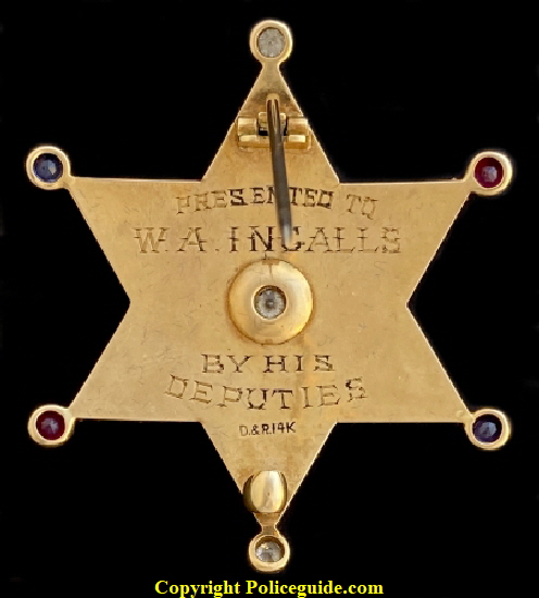 14k Ingalls Esmeralda Sheriff Badge reverse 450