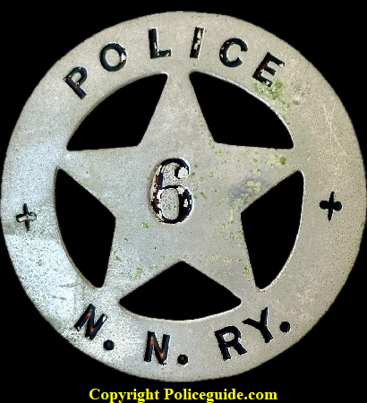 Northern Nevada Railway Police badge No. 6, made by C. D. Reese 57 Warren St. New York. Northern Nevada Railway Police badge No. 6, made by C. D. Reese 57 Warren St. New York.