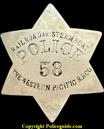 Railroad and Steamboat Police 58 Western Pacific RR Railroad and Steamboat Police 58 Western Pacific RR