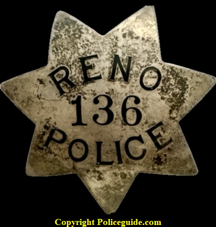 Reno Police star No. 136, hallmarked Ed Jones Co. Oakland, CAL, made of sterling silver. Reno Police star No. 136, hallmarked Ed Jones Co. Oakland, CAL, made of sterling silver.