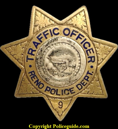 Reno Police Dept. Traffic Officer badge #9 Reno Police Dept. Traffic Officer badge #9