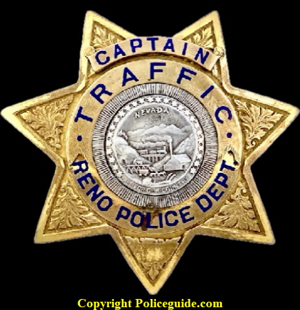 Reno Police Dept. Captain Traffic badge Reno Police Dept. Captain Traffic badge