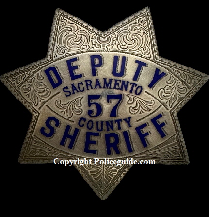 Sacramento County Deputy Sheriff badge #57 in sterling silver, made by Ed Jones Co. Oakland, CAL
