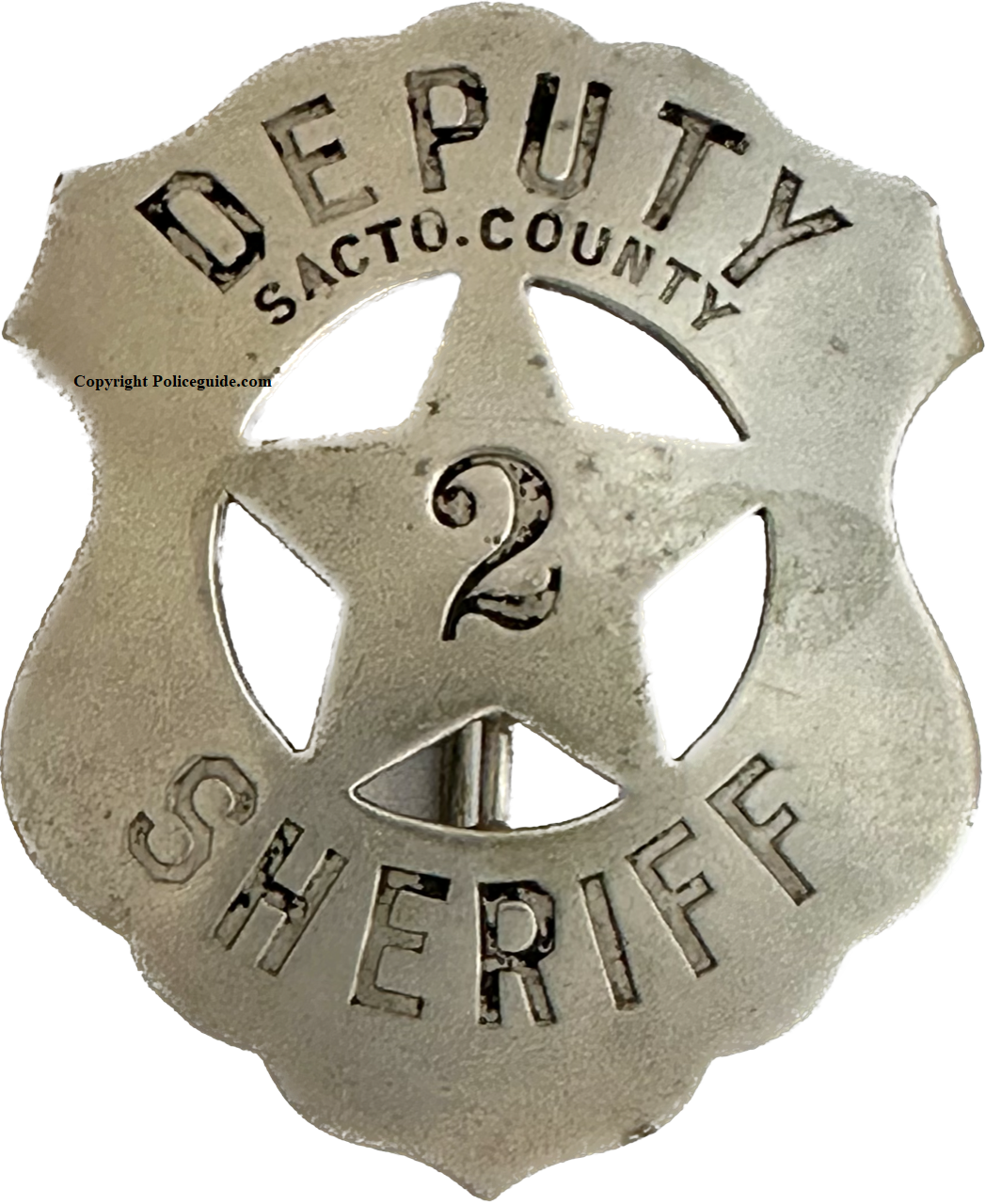 Sacramento Deputy Sheriff badge, nickel shield, #2.