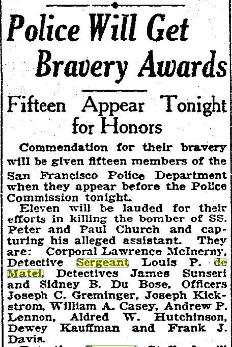 San Francisco Chronicle May 23, 1927 Bravery Awards