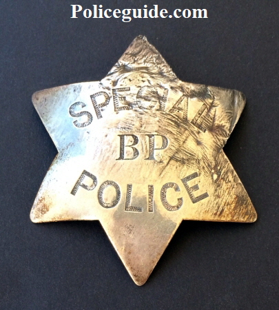 Early San Francisco Special Police B.P. badge made of nickel silver by DWL S.F. Circa 1880.