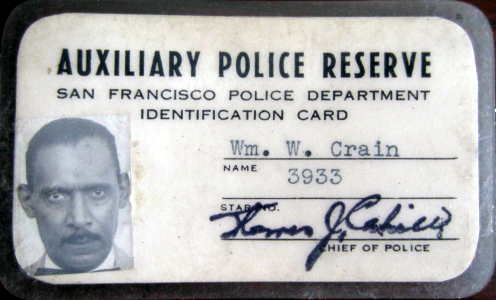 SFPD Reserve ID for Wm. W. Crain #3933.