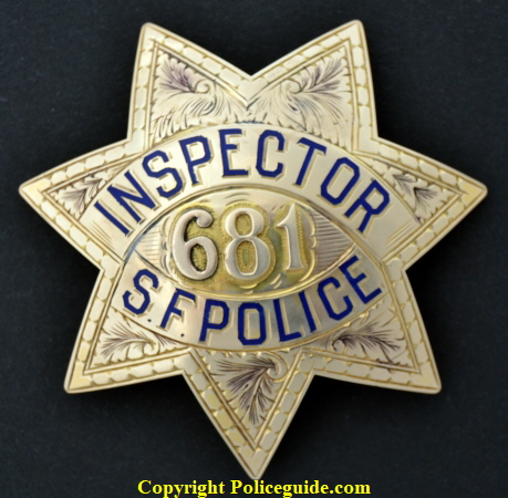 SFPD-Inspector Star No. 681 made by Morgen Jeweler San Francisco.