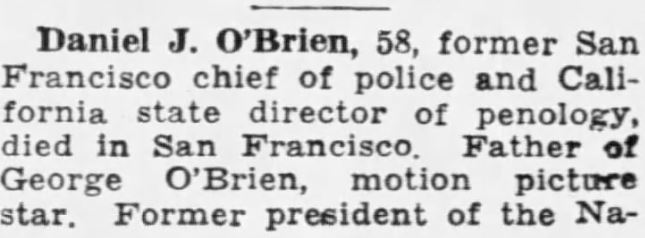 Obit Daniel J. O'Brien Star Gazette October 13, 1933 1