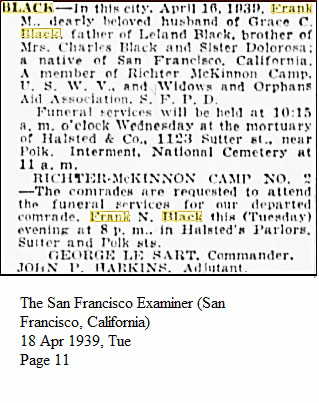 Obit SF Examiner 18 April 1939