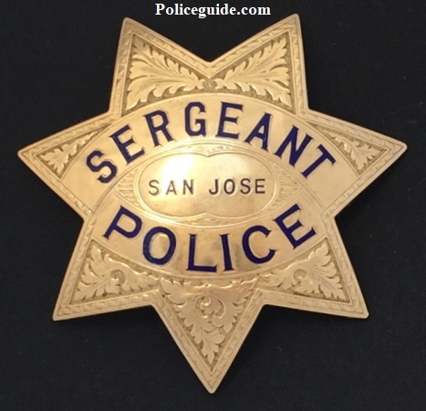 14k gold presentation badge given to Sergeant Loyd Buffington San Jose Police Department.