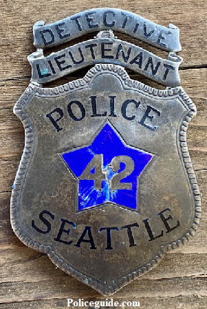 Sterling silver Seattle Police Detective Lieutenant with hard fired blue enamel.