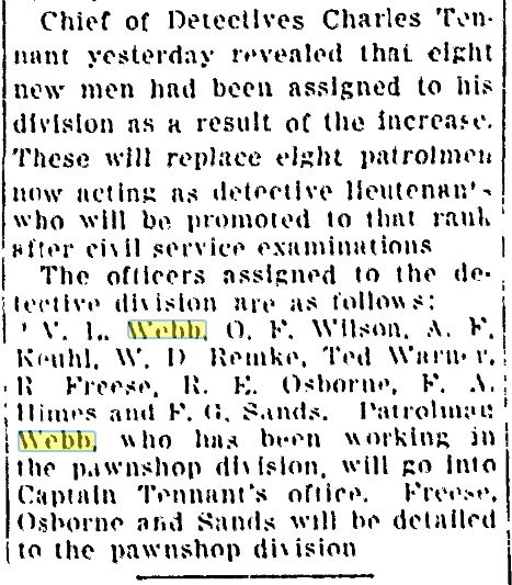 Seattle Post Intelligencer December 30, 1930 appt. Det