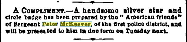 Sunday Dispatch August 8, 1858 badge presented 2