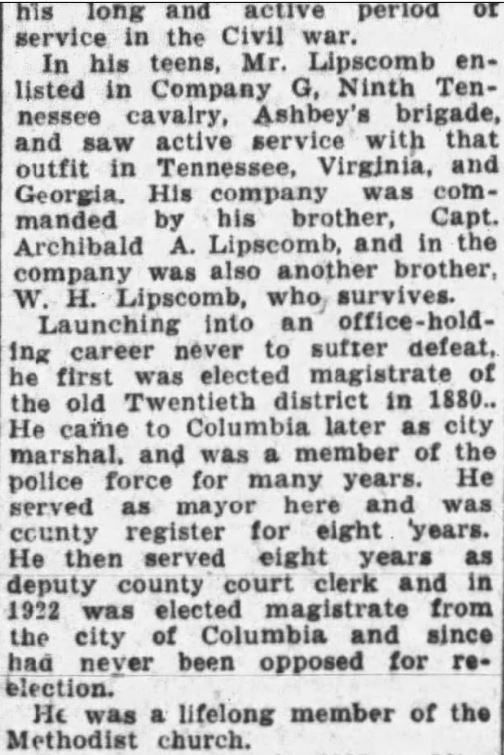 ObitThe Tennessean  Dec. 29, 1933 Lipscomb 2