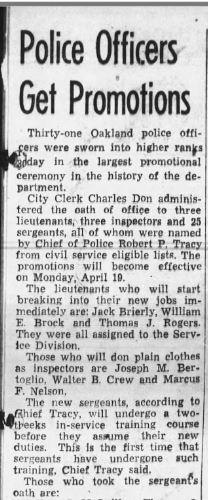 April 15, 1948 Oakland Tribune Promotes to Sgt