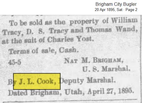 Brigham City Bugler April 20, 1895 J.L. Cook DUSM