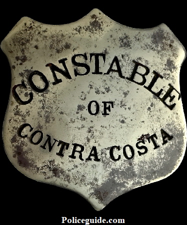 Silver Constable of Constra Costa badge made by Will & Finck San Francisco, circa 1875. Silver Constable of Constra Costa badge made by Will & Finck San Francisco, circa 1875.